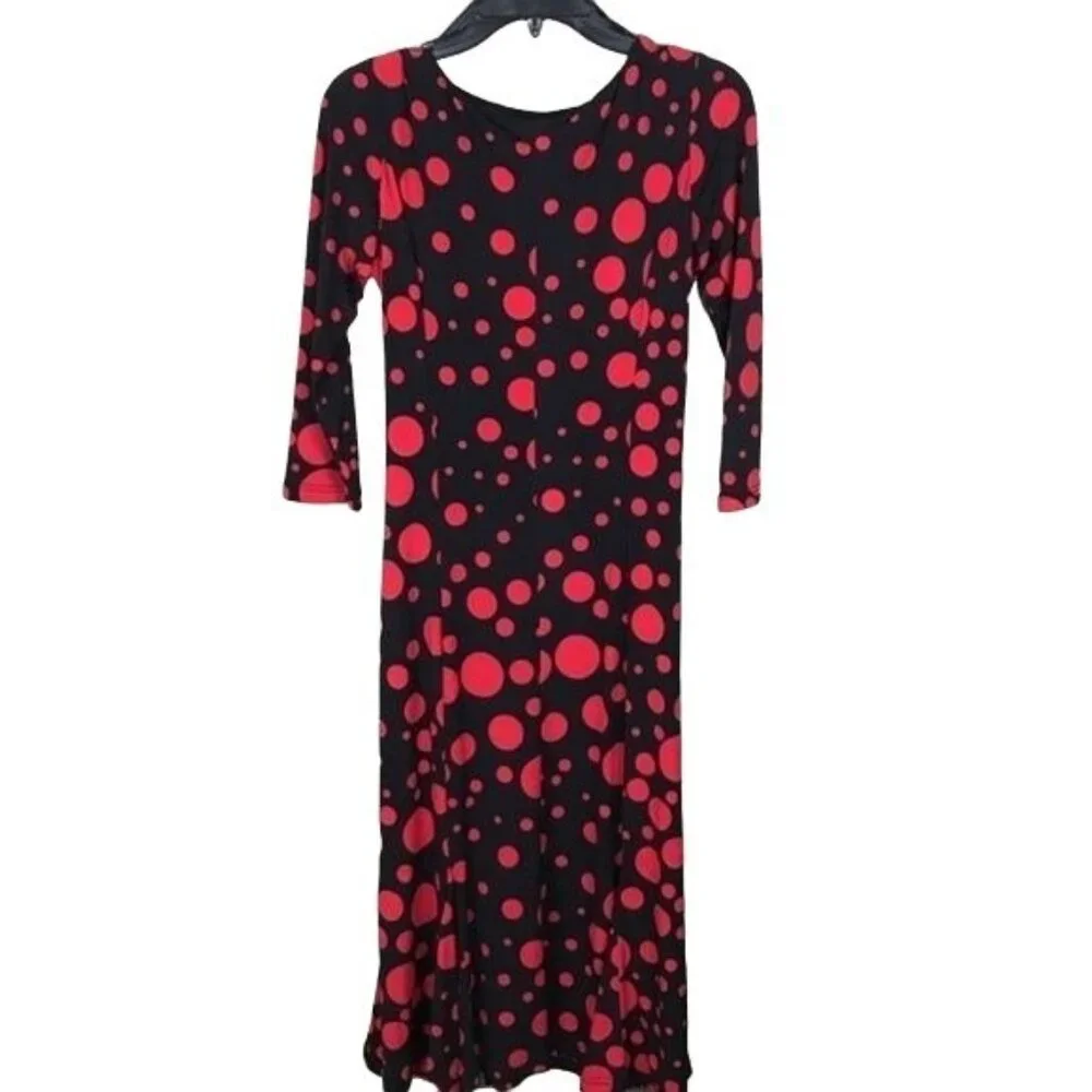 Danny & Nicole Fit & Flare Dress 8 Red Black  Polka Dot - Picture 2 of 6